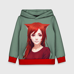 Толстовка-худи детская Cute Catgirl, цвет: 3D-красный