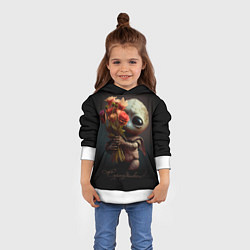 Толстовка-худи детская Инопланетянин с букетом цветов, цвет: 3D-белый — фото 2