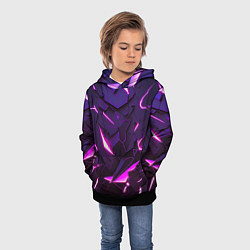 Толстовка-худи детская Неоновые абстрактные электрические плиты, цвет: 3D-черный — фото 2