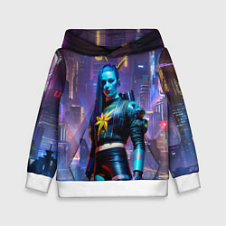 Детская толстовка Cyberpunk - brave girl - neural network