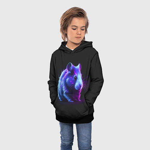 Детская толстовка Хомяк неон / 3D-Черный – фото 3