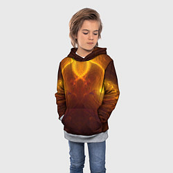 Толстовка-худи детская Абстрактное тёмно-жёлтое узорчатое свечение во тьм, цвет: 3D-меланж — фото 2