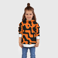 Толстовка-худи детская Черно-оранжевый абстрактный лабиринт, цвет: 3D-белый — фото 2