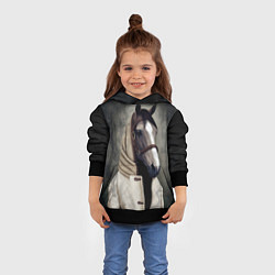 Толстовка-худи детская Конь в пальто в прямом смысле, цвет: 3D-черный — фото 2