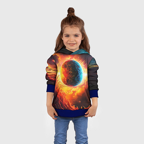 Детская толстовка Планета в огненном космосе / 3D-Синий – фото 4