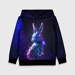 Толстовка-худи детская Космический звёздный кролик, цвет: 3D-черный
