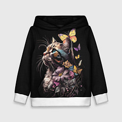 Детская толстовка Голубоглазый кот в цветах