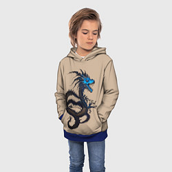 Толстовка-худи детская Irezumi - японский дракон, цвет: 3D-синий — фото 2