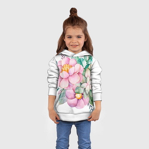 Детская толстовка Пастельные цветы - посередине / 3D-Белый – фото 4