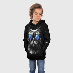 Толстовка-худи детская Кот видит млечный путь, цвет: 3D-черный — фото 2