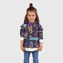 Толстовка-худи детская Неоновые надписи sweet scoop, цвет: 3D-белый — фото 2