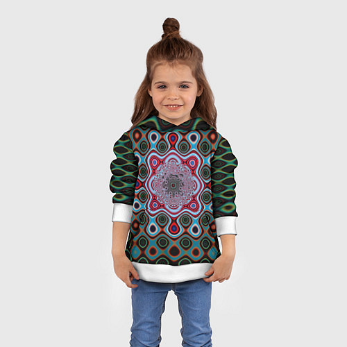 Детская толстовка Зеленый круговой узор / 3D-Белый – фото 4
