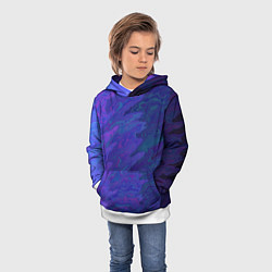 Толстовка-худи детская Абстрактный синий разводы, цвет: 3D-белый — фото 2