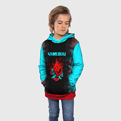 Толстовка-худи детская Сyberpunk 2077 samurai neon, цвет: 3D-красный — фото 2