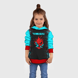 Толстовка-худи детская Сyberpunk 2077 samurai neon, цвет: 3D-красный — фото 2