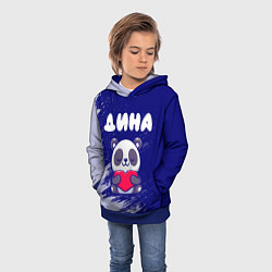 Толстовка-худи детская Дина панда с сердечком, цвет: 3D-синий — фото 2