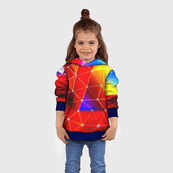 Толстовка-худи детская Digital triangle abstract, цвет: 3D-синий — фото 2