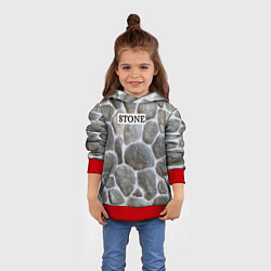 Толстовка-худи детская Стенка из камня, цвет: 3D-красный — фото 2
