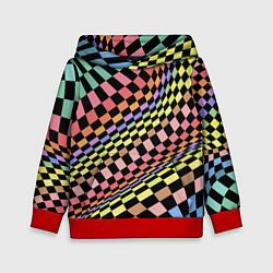 Толстовка-худи детская Colorful avant-garde chess pattern - fashion, цвет: 3D-красный