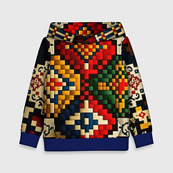 Толстовка-худи детская Русский узор крестиком, цвет: 3D-синий