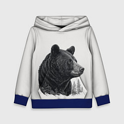 Толстовка-худи детская Нарисованный медведь, цвет: 3D-синий