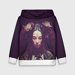 Толстовка-худи детская Девушка-самурай, цвет: 3D-белый