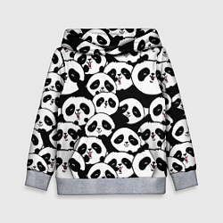 Толстовка-худи детская Весёлые панды, цвет: 3D-меланж