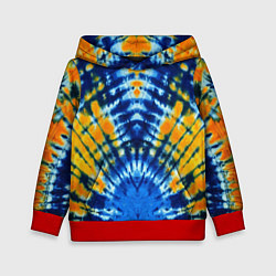 Толстовка-худи детская Tie dye стиль хиппи, цвет: 3D-красный