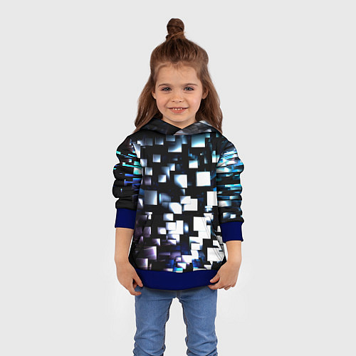 Детская толстовка Неоновые кубы абстракция / 3D-Синий – фото 4