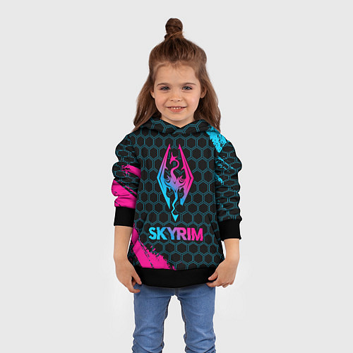 Детская толстовка Skyrim - neon gradient / 3D-Черный – фото 4