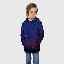 Толстовка-худи детская Неоновые треугольники с подсветкой, цвет: 3D-черный — фото 2