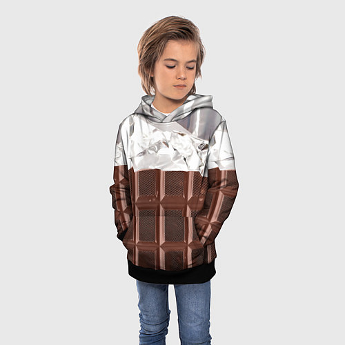 Детская толстовка Темная плитка шоколада в обертке / 3D-Черный – фото 3