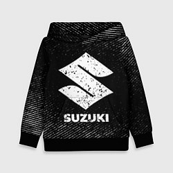 Толстовка-худи детская Suzuki с потертостями на темном фоне, цвет: 3D-черный