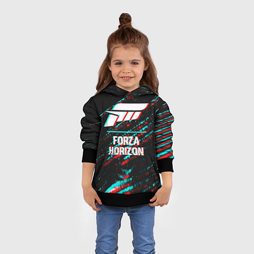 Детская толстовка Forza Horizon в стиле glitch и баги графики на тем / 3D-Черный – фото 4