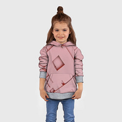 Толстовка-худи детская Розовые абстрактные перемешанные фигуры, цвет: 3D-меланж — фото 2