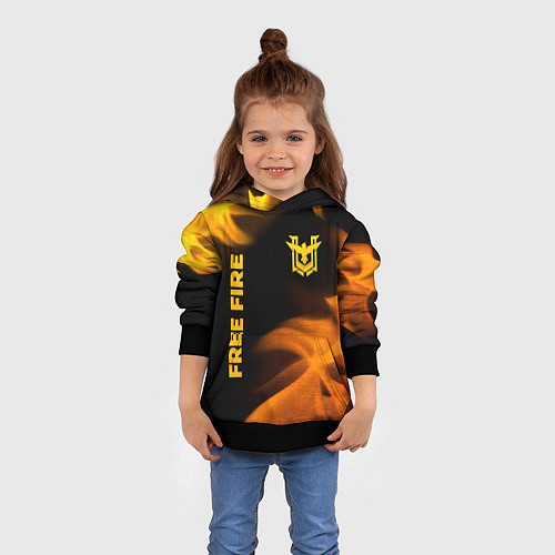 Детская толстовка Free Fire - gold gradient: надпись, символ / 3D-Черный – фото 4