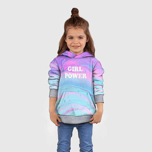 Детская толстовка Girl power fluid art / 3D-Меланж – фото 4