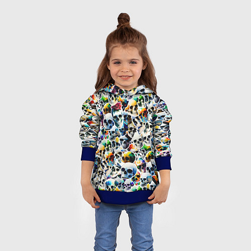 Детская толстовка Акварельные черепа / 3D-Синий – фото 4