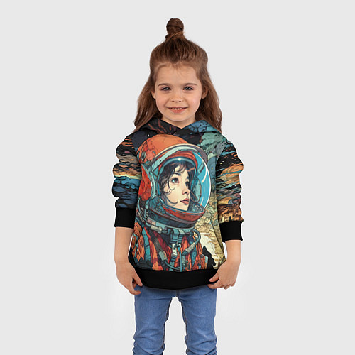 Детская толстовка Космическая путешественница / 3D-Черный – фото 4