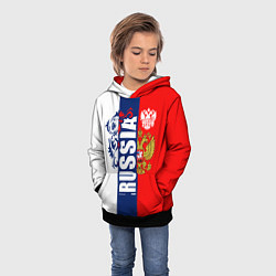 Толстовка-худи детская Russia national team: white blue red, цвет: 3D-черный — фото 2