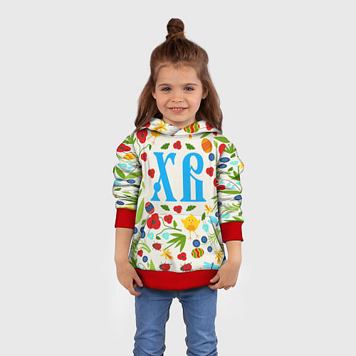 Детская толстовка ХВ с цветочным узором на Пасху / 3D-Красный – фото 4