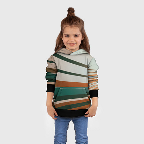 Детская толстовка Абстрактные зелёные и оранжевые линии / 3D-Черный – фото 4