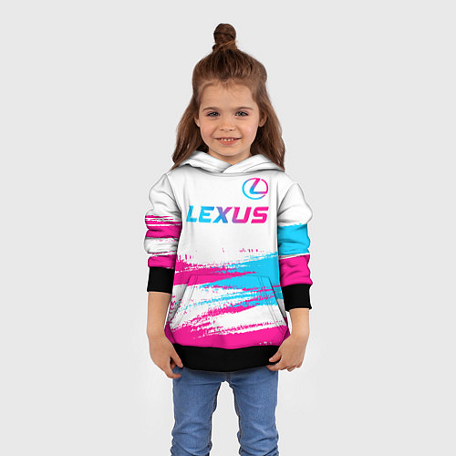 Детская толстовка Lexus neon gradient style: символ сверху / 3D-Черный – фото 4