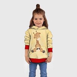 Толстовка-худи детская Малыш жираф, цвет: 3D-красный — фото 2
