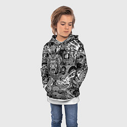 Толстовка-худи детская Татуировки самурая, цвет: 3D-белый — фото 2