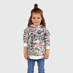 Толстовка-худи детская Самурай татуировки, цвет: 3D-белый — фото 2
