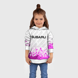 Толстовка-худи детская Subaru pro racing: символ сверху, цвет: 3D-белый — фото 2