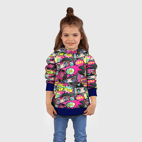 Детская толстовка Глаза аниме-девушки: cool pattern / 3D-Синий – фото 4