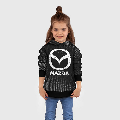 Детская толстовка Mazda с потертостями на темном фоне / 3D-Черный – фото 4