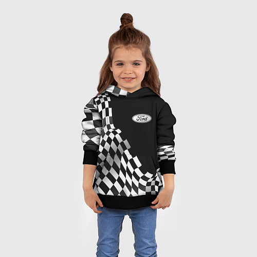 Детская толстовка Ford racing flag / 3D-Черный – фото 4